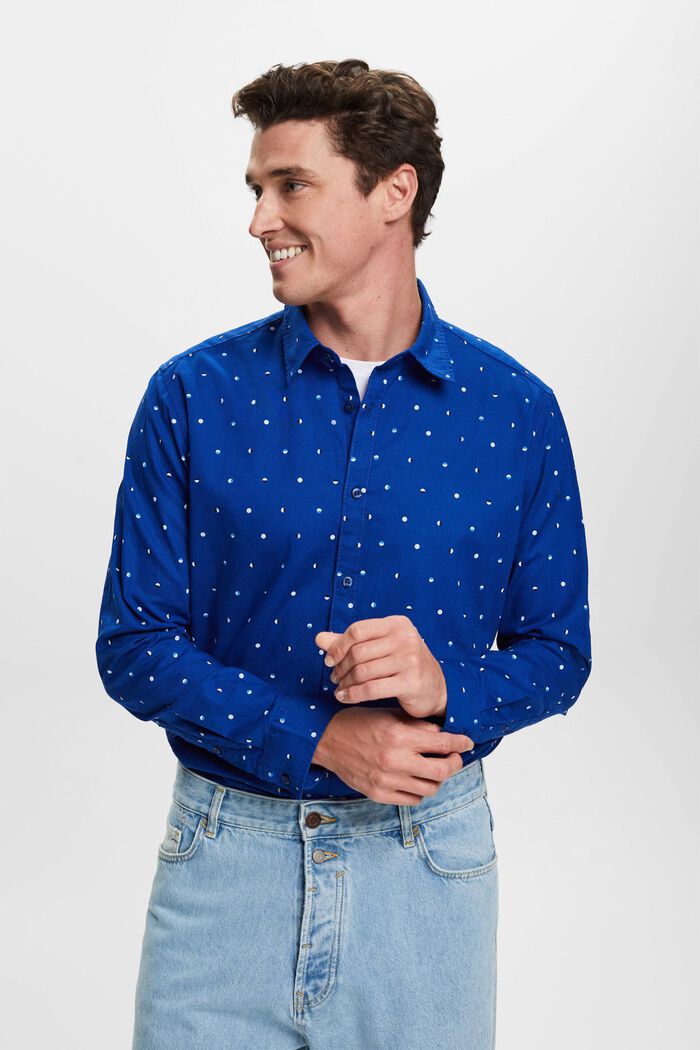 Slub cotton shirt with lunar dot pattern, INK, detail image number 0