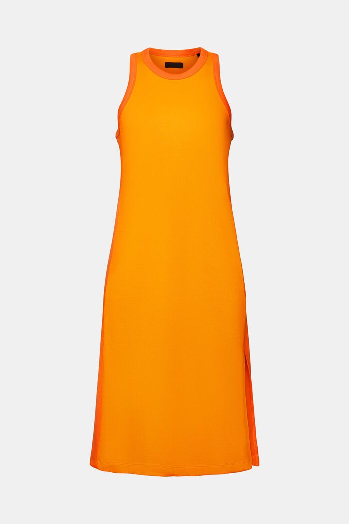‌彈力棉羅紋平織布中長款連身裙, 橙色, detail image number 6