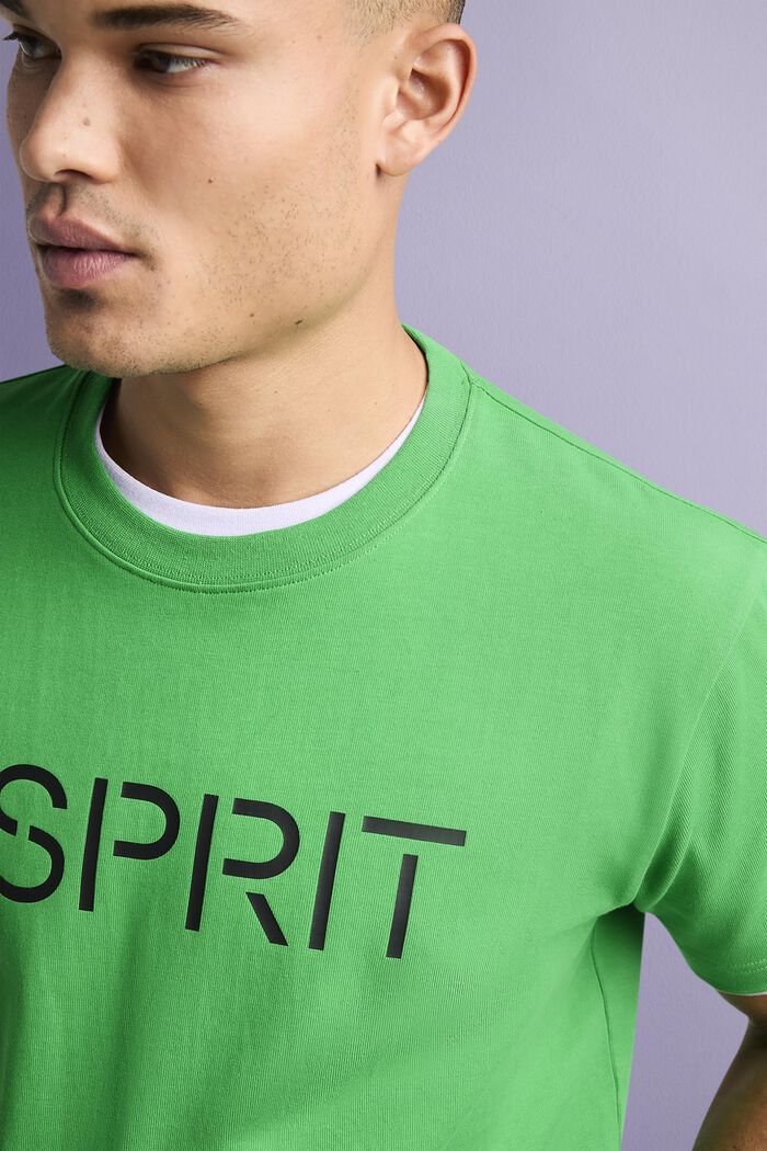 100%純棉厚平織布LOGO標誌T恤, 綠色, detail image number 3
