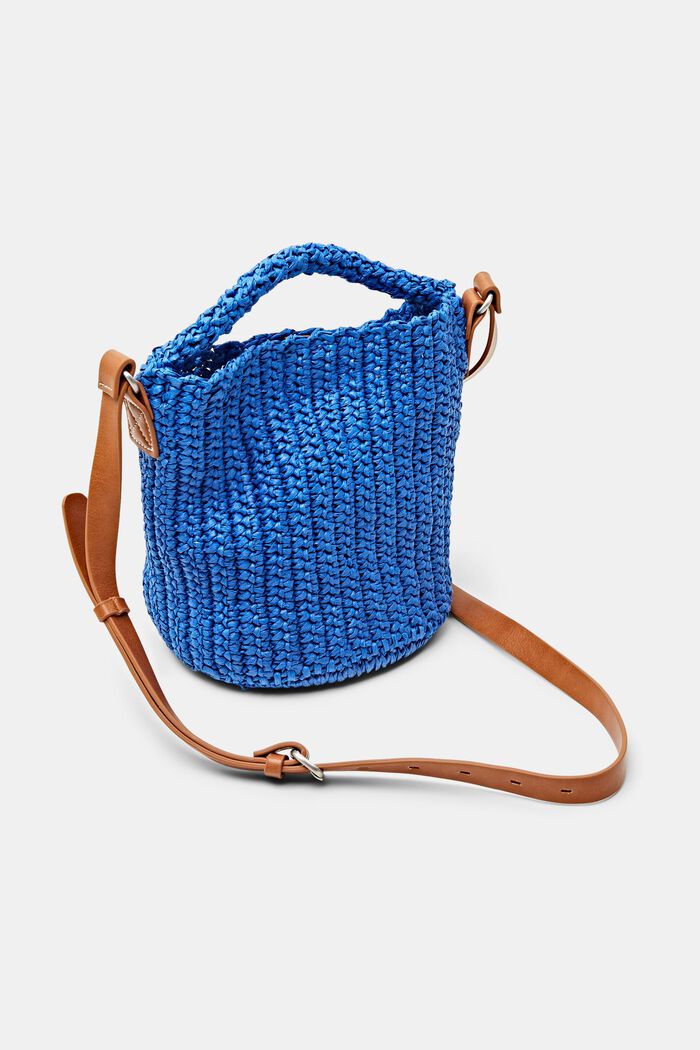 Woven Straw Crossbody Bag, BRIGHT BLUE, detail image number 3