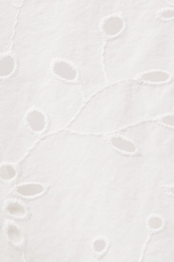 100%纯棉無袖蕾絲女裝恤衫, 白色, detail image number 4