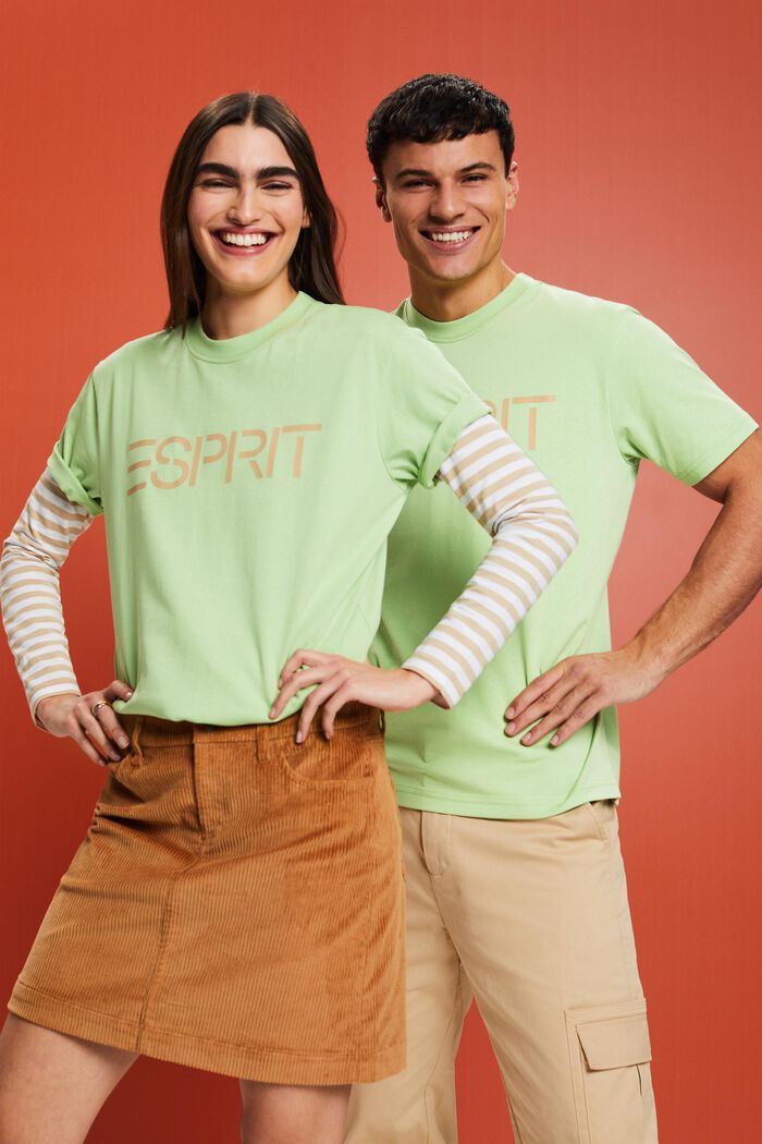 ‌超大廓形棉質平織布LOGO標誌T恤, 淺綠色, detail image number 5