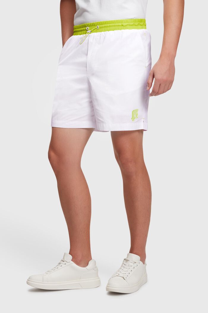螢光腰帶休閒短褲, 白色, detail image number 0