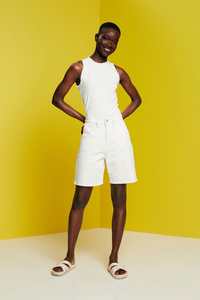 Ribbed sleeveless top, OFF WHITE, detail image number 4
