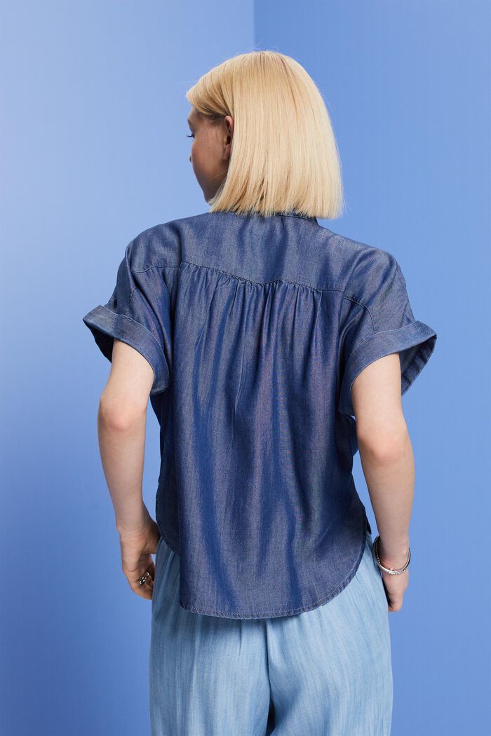 TENCEL™超大廓形女裝恤衫, 深藍色, detail image number 3