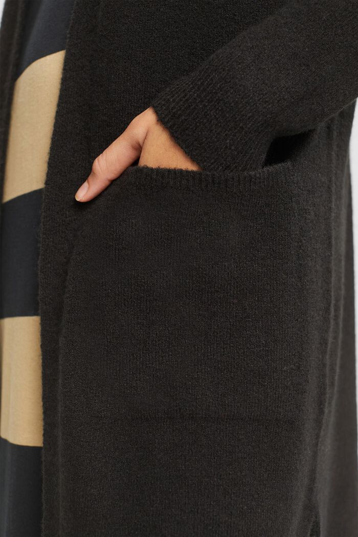 羊毛混紡：開襟針織外套, 黑色, detail image number 2
