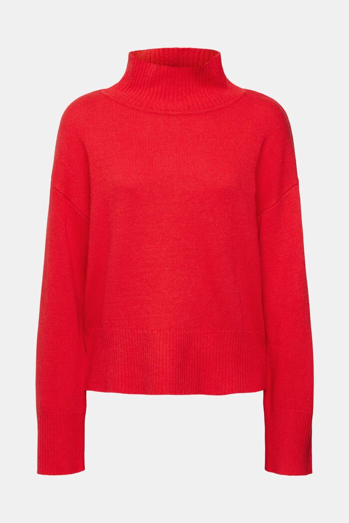 羊毛混紡立領針織上衣，LENZING™ ECOVERO™, 深紅色, detail image number 2