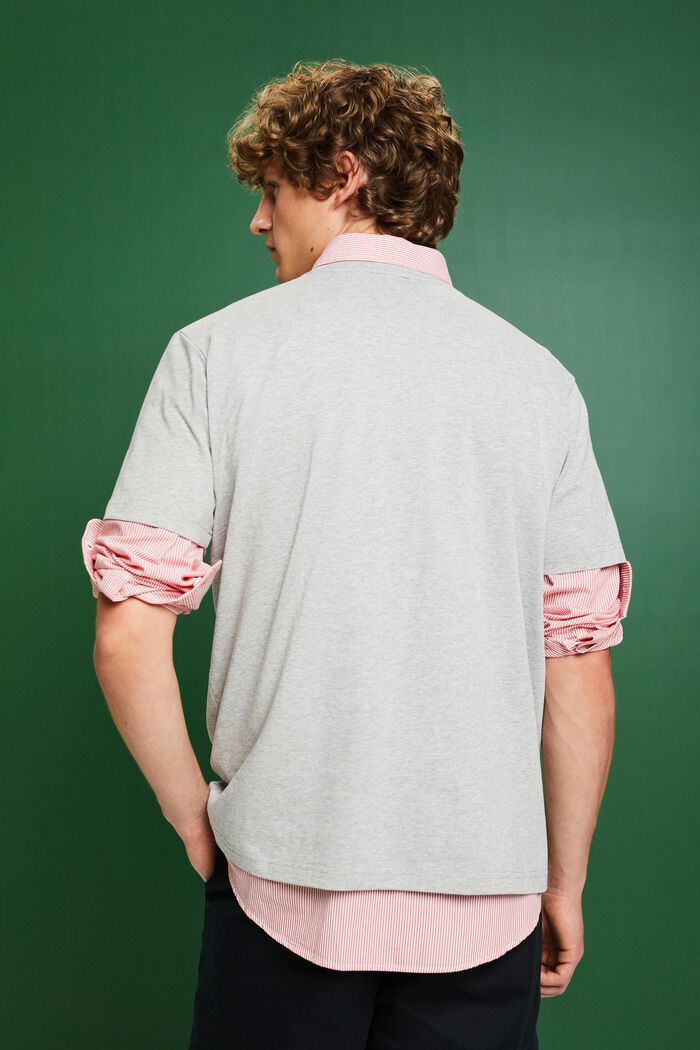 ‌超大廓形棉質平織布LOGO標誌T恤, 淺灰色, detail image number 2