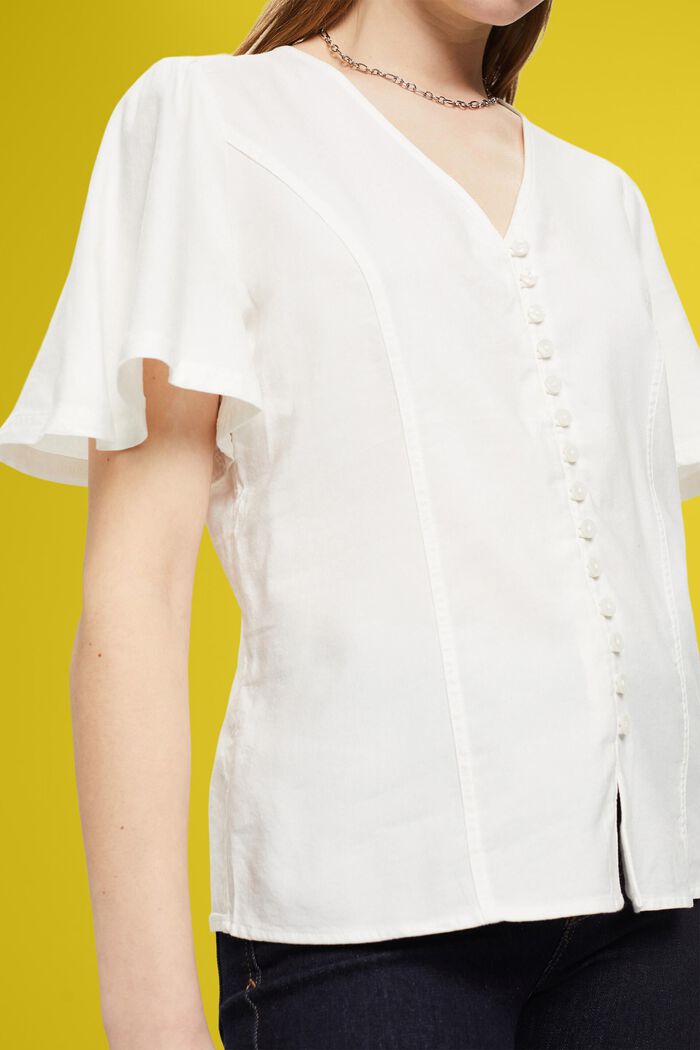 繫扣式束腰女裝恤衫, 白色, detail image number 2