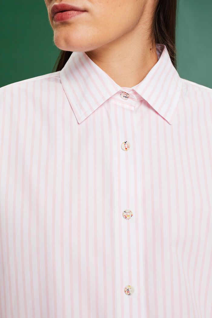 Striped Poplin Shirt, 淺粉紅色, detail image number 3