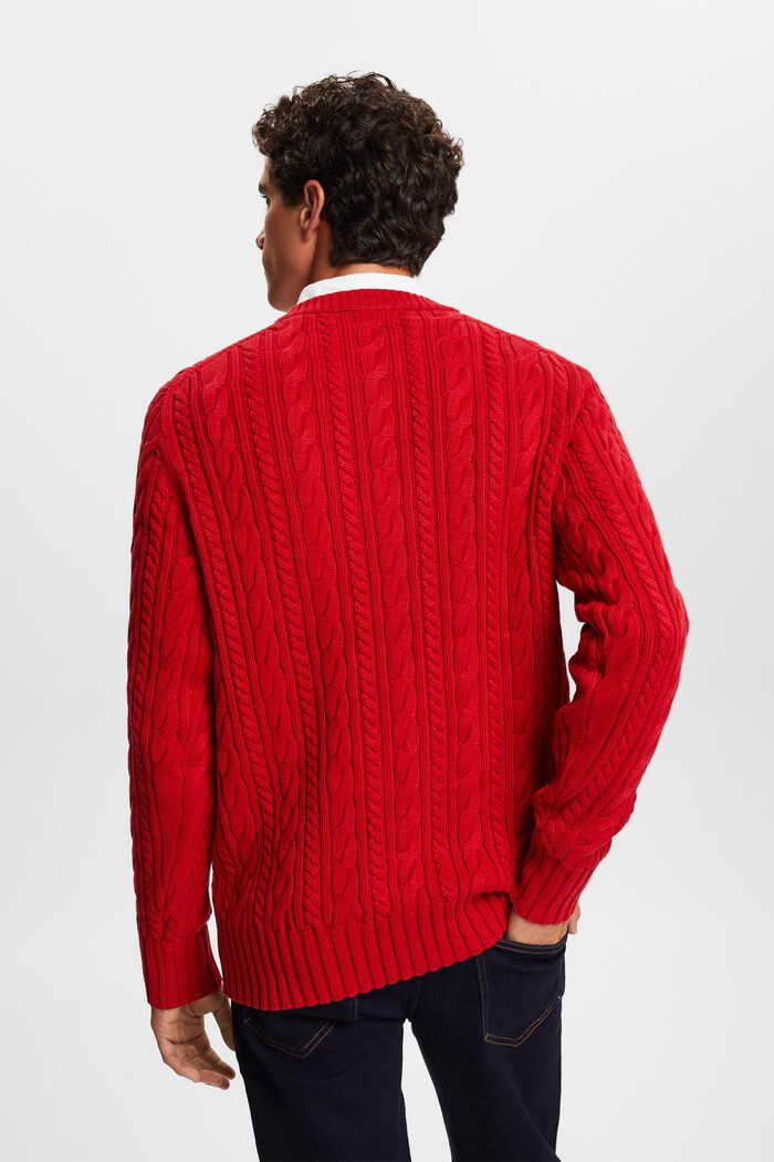棉質絞花針織套頭毛衣, 深紅色, detail image number 4