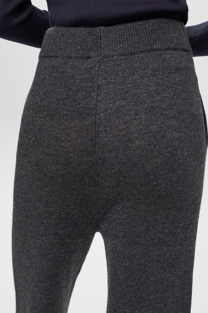 High-rise wool blend knit trousers, ANTHRACITE, detail image number 4
