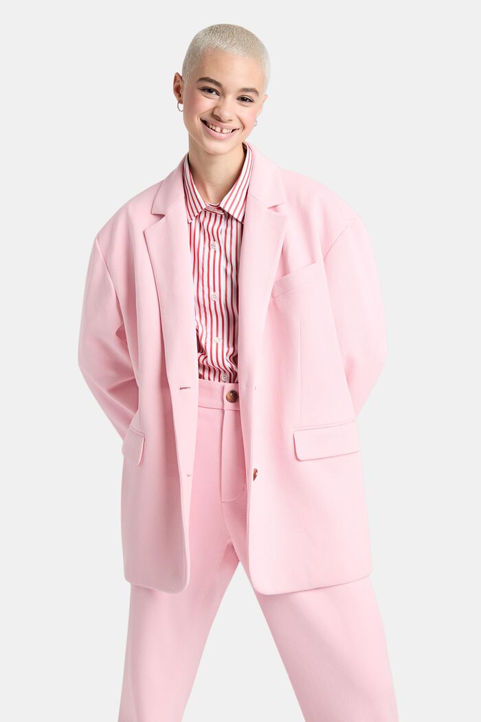 超大廓形針織西裝外套, 淺粉紅色, detail image number 0