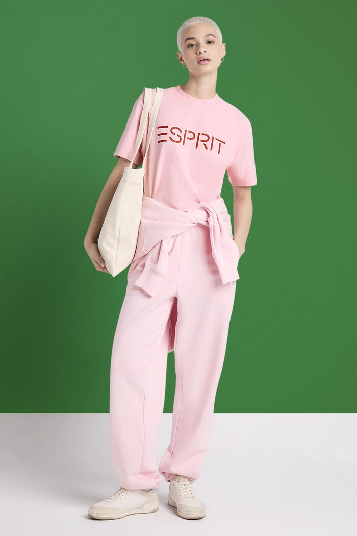 ‌超大廓形棉質平織布LOGO標誌T恤, 淺粉紅色, detail image number 3