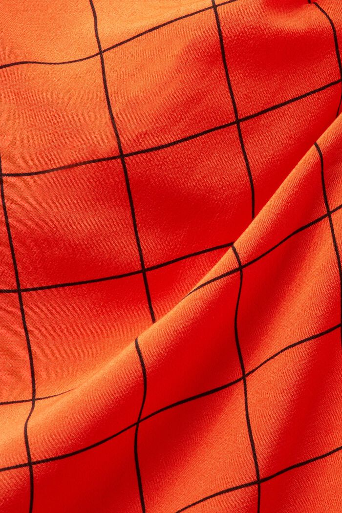 ‌格紋印花褶皺中長款半身裙, 橙色, detail image number 5
