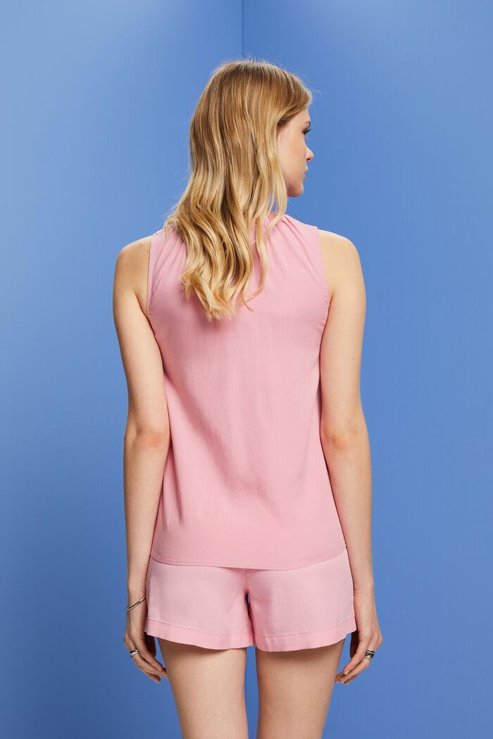 ‌鬆緊領口無袖女裝恤衫, 粉紅色, detail image number 3
