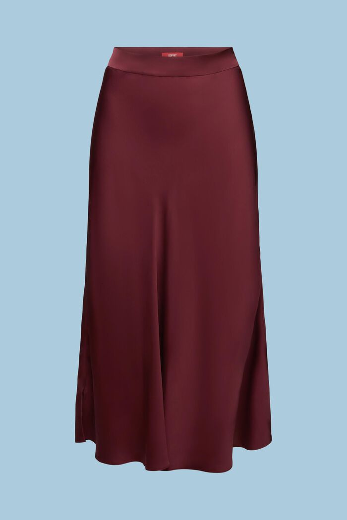 ‌緞面中長款半身裙, 酒紅色, detail image number 6