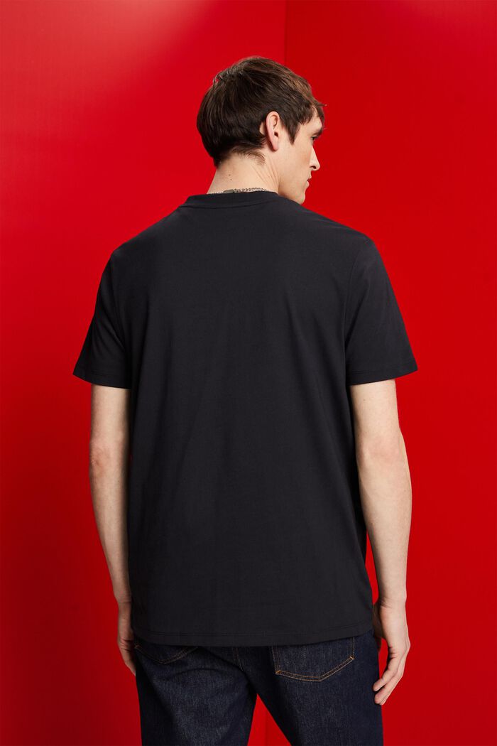 ‌V領比馬棉T恤, 黑色, detail image number 3