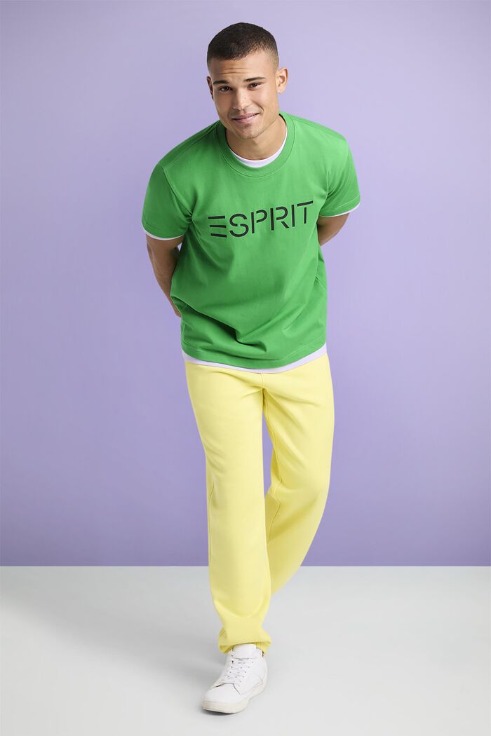 100%純棉厚平織布LOGO標誌T恤, 綠色, detail image number 1