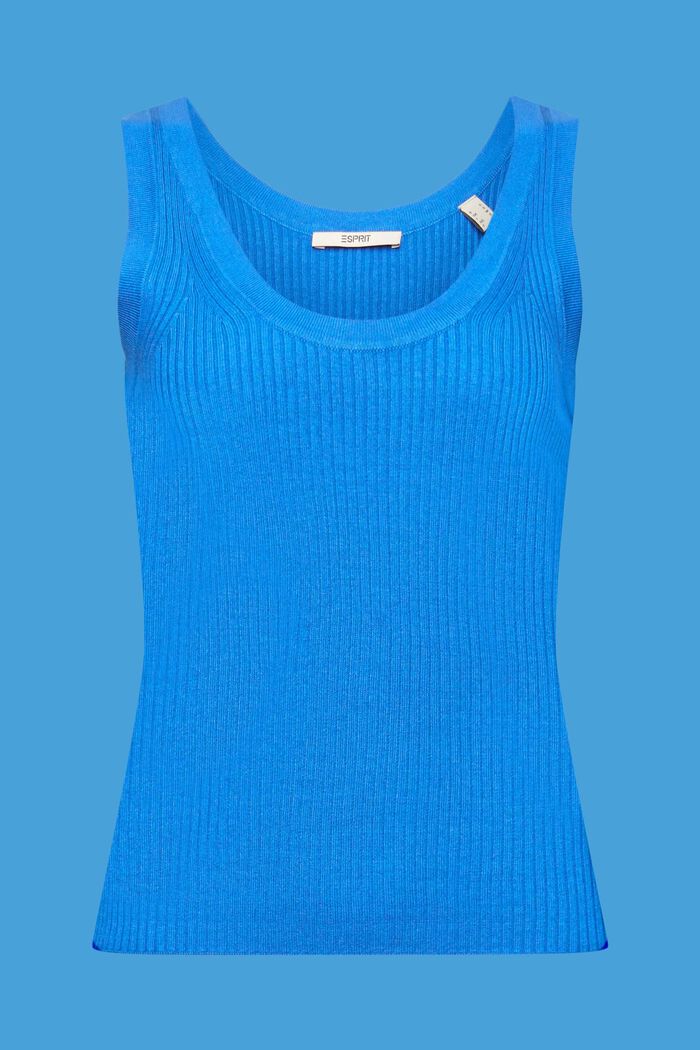 羅紋無袖套頭衫，亞麻混紡面料, 藍色, detail image number 6