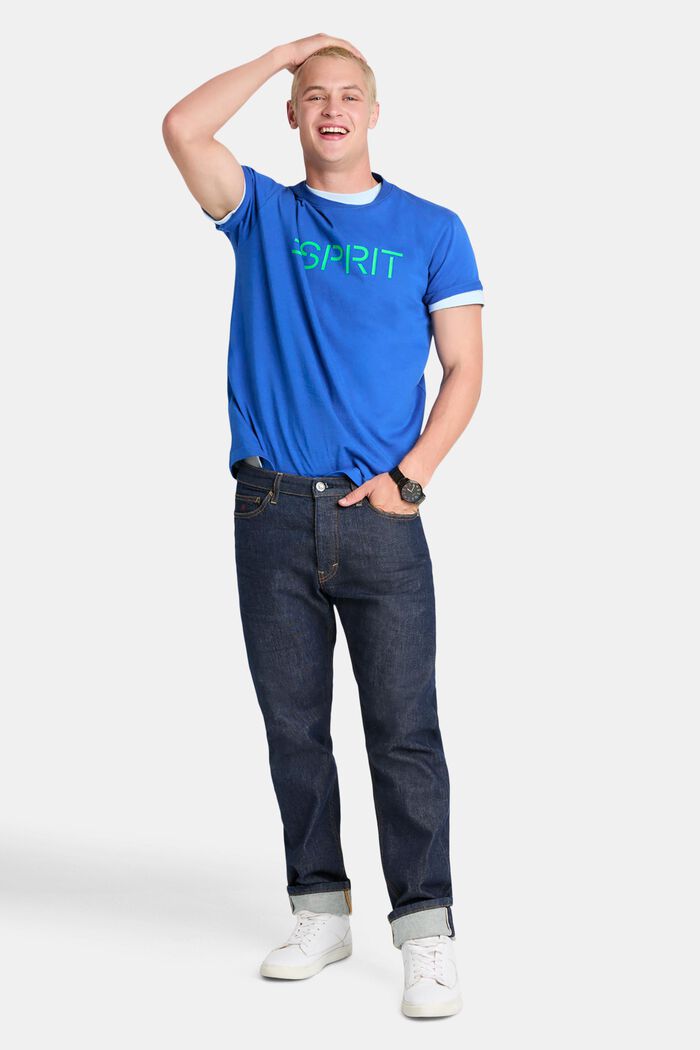 100%純棉厚平織布LOGO標誌T恤, 藍色, detail image number 4
