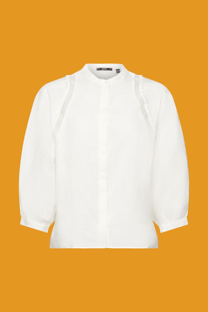 梭織亞麻女裝恤衫, 白色, detail image number 6