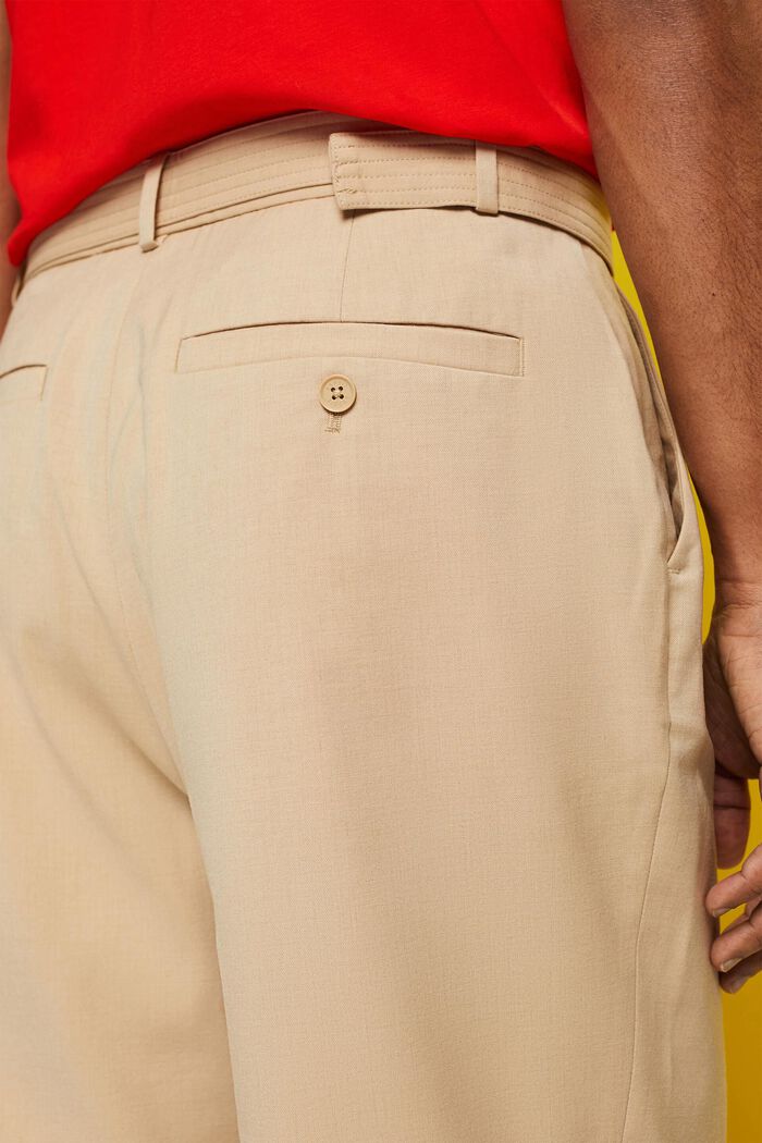 Belted wide leg trousers, wool blend, SAND, detail image number 4