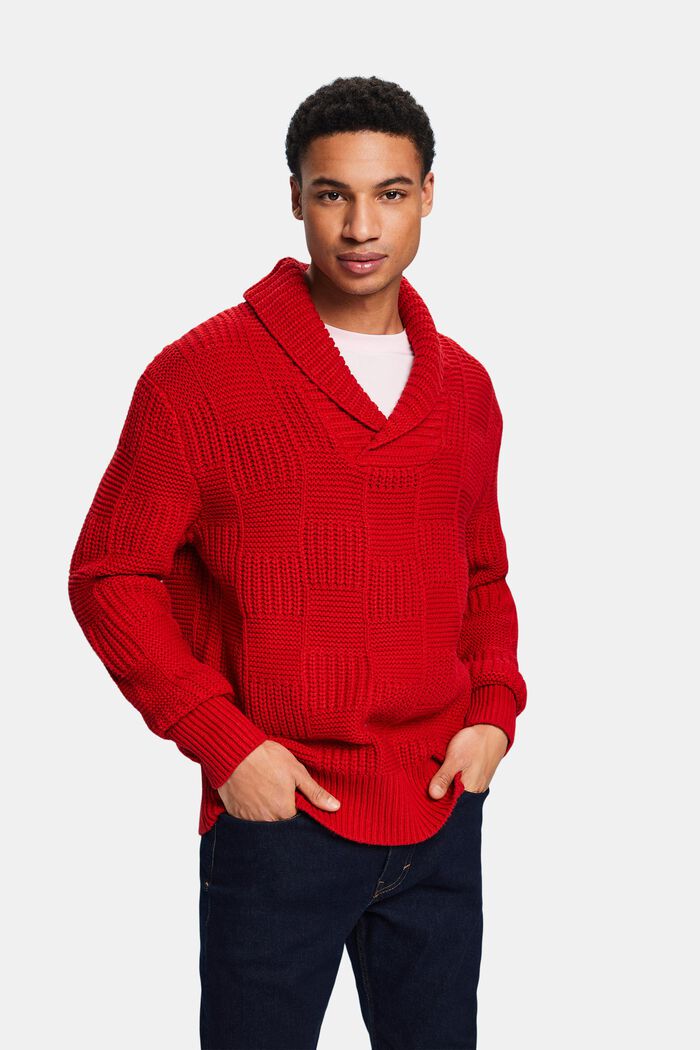 ‌加厚針織披肩款毛衣, 深紅色, detail image number 0