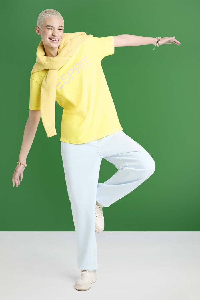 ‌超大廓形棉質平織布LOGO標誌T恤, 石灰黃, detail image number 4