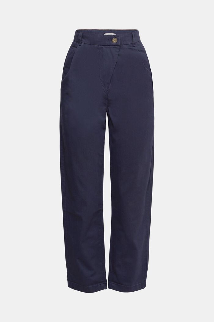 Pima Cotton High-Rise Straight Leg Chino Pants, NAVY, detail image number 0