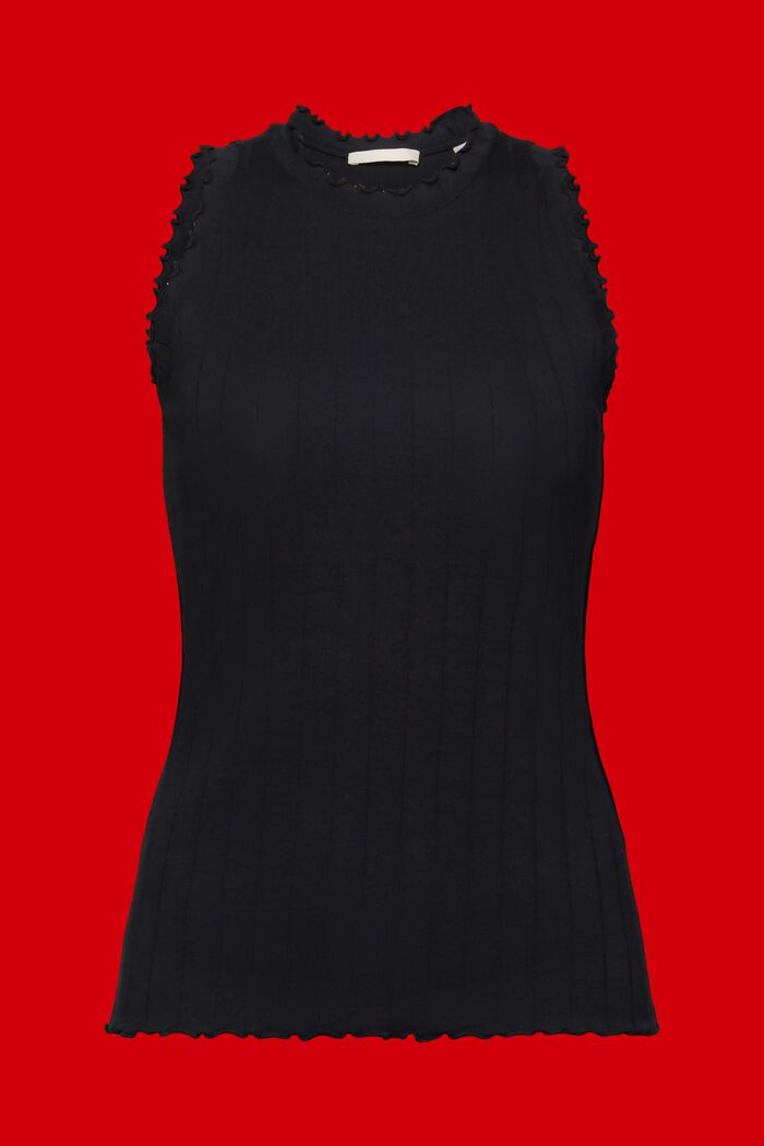 Ribbed sleeveless top, BLACK, detail image number 6