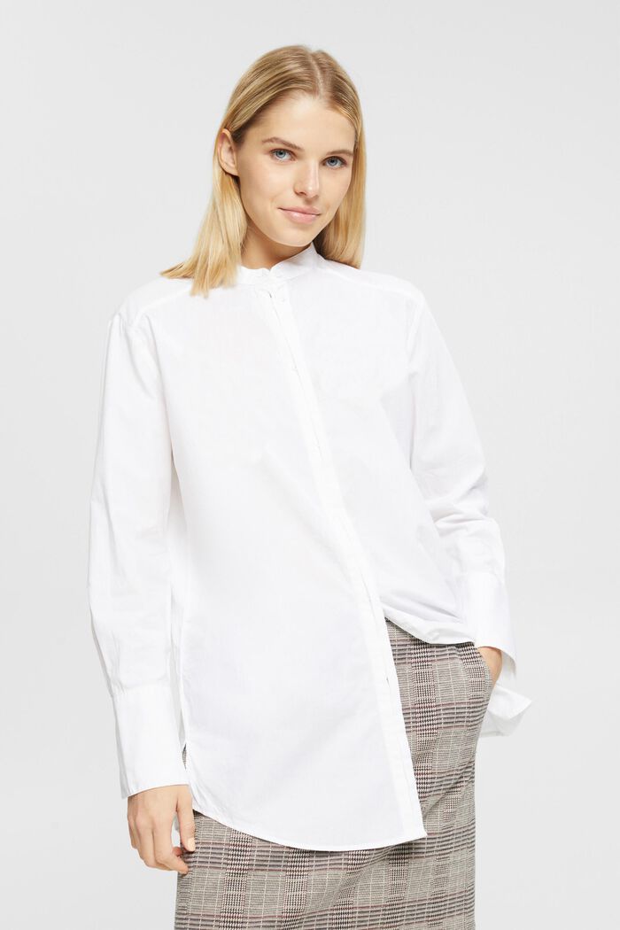 圓領有機棉女裝恤衫, 白色, detail image number 0