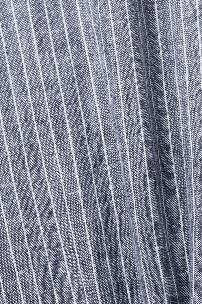 純亞麻條紋恤衫, 海軍藍, detail image number 4