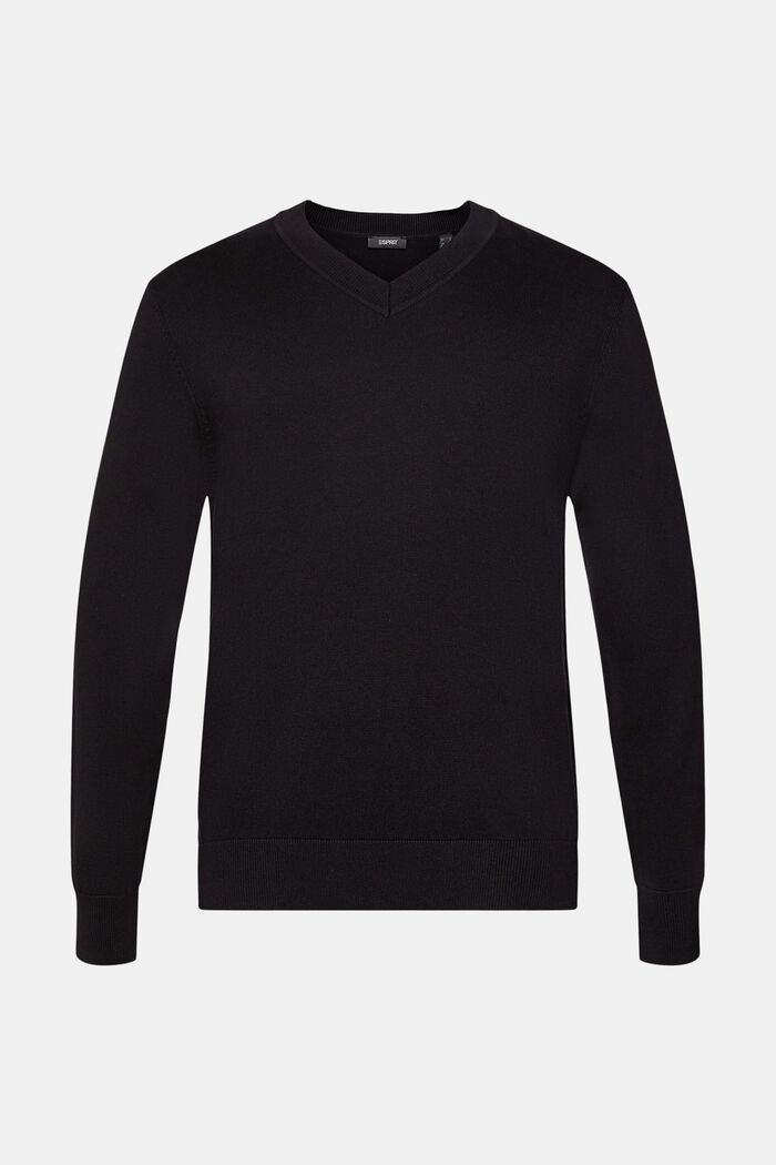 V-neck knit sweater, BLACK, detail image number 6