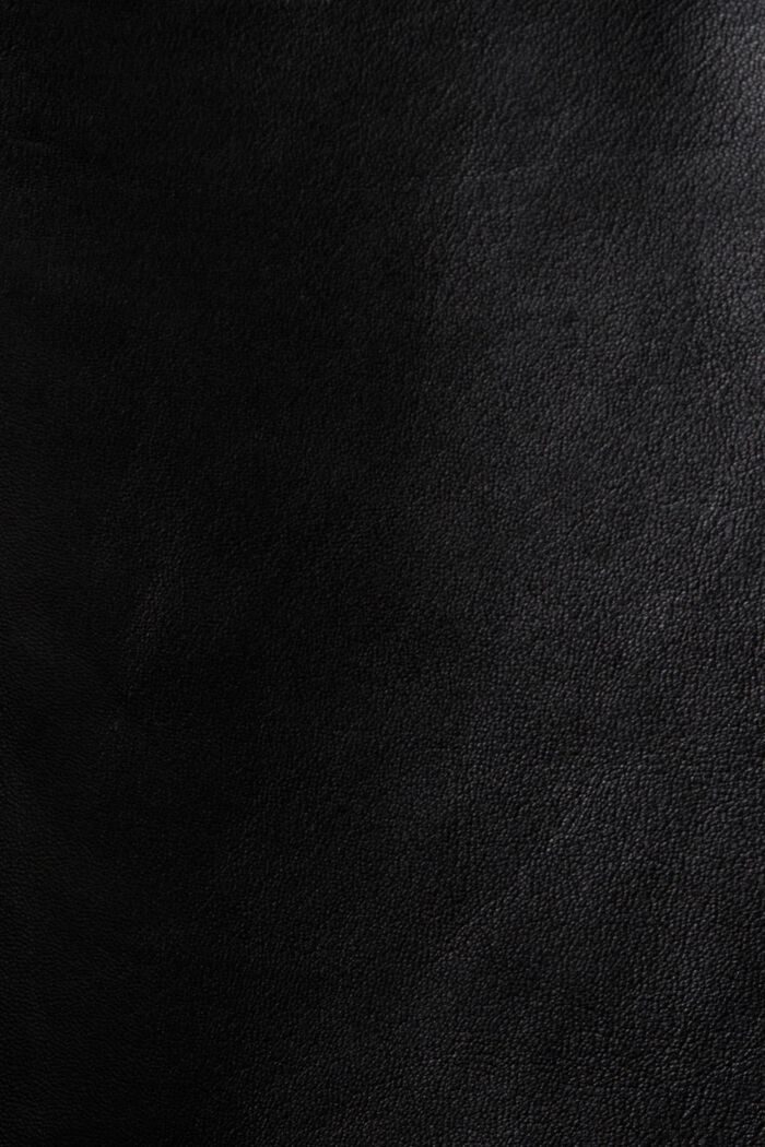 超大廓形皮革恤衫式外套, 黑色, detail image number 5