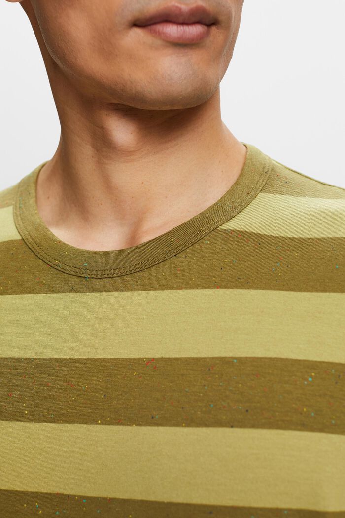 Striped Nep Yarn T-Shirt, OLIVE, detail image number 2