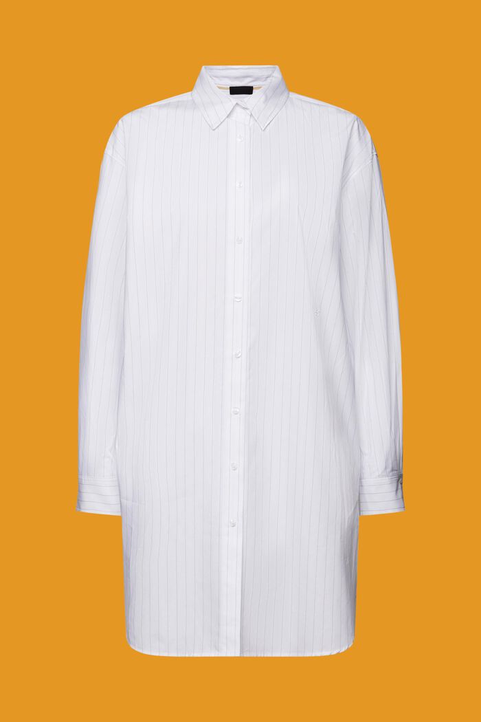 100%純棉細條紋恤衫式連身裙, 白色, detail image number 7