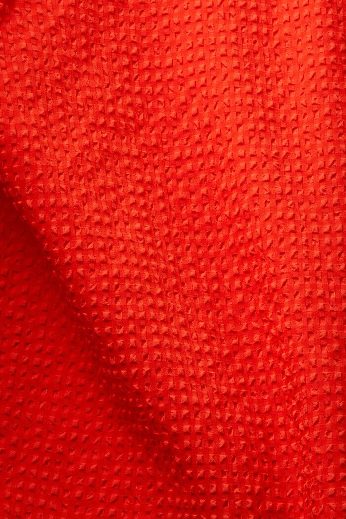 泡泡紗燈籠袖女裝恤衫, 橙紅色, detail image number 4