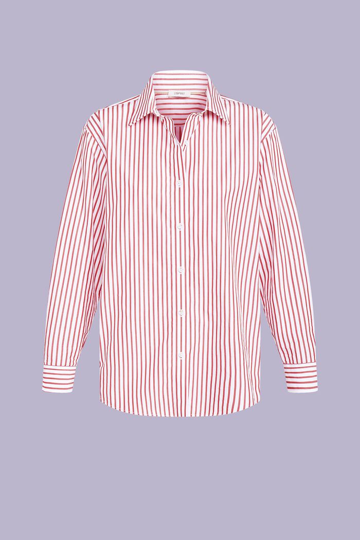 條紋棉質府綢恤衫, 深紅色, detail image number 6