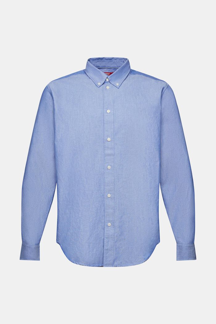 ‌棉質府綢扣角領恤衫, 藍色, detail image number 5