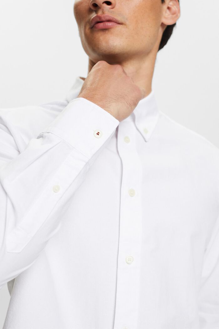 ‌棉質府綢扣角領恤衫, 白色, detail image number 3