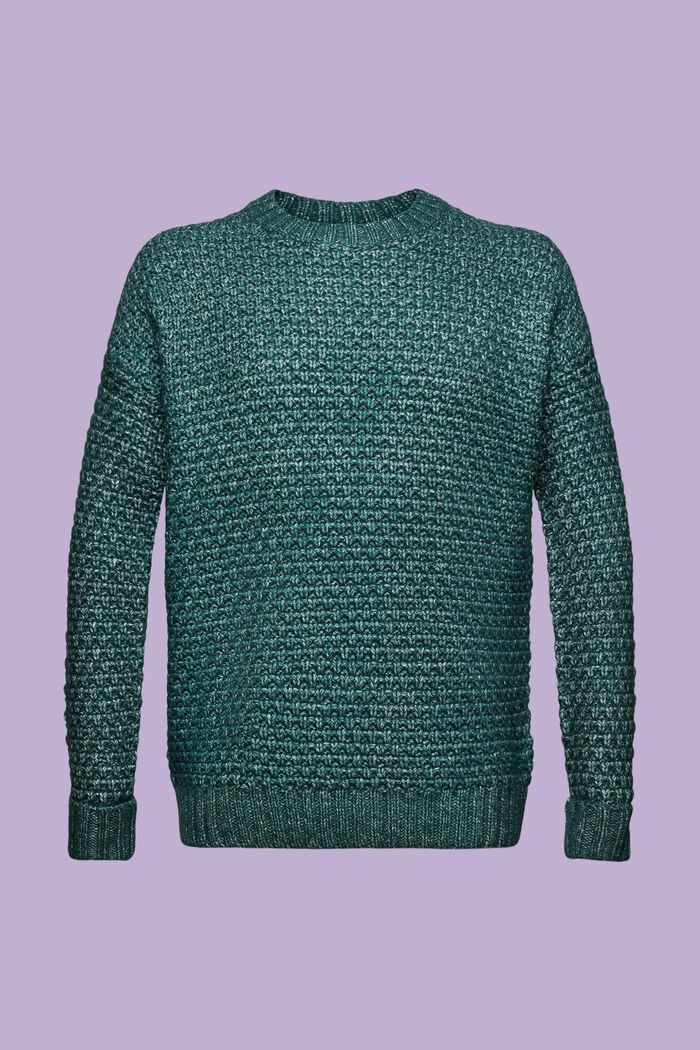 Chunky Knit Crewneck Sweater, EMERALD GREEN, detail image number 6