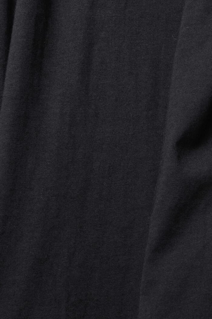 針織長袖，100% 純棉, 黑色, detail image number 4