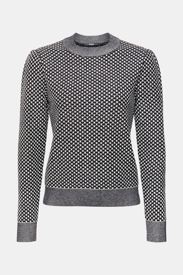 雙色紋理針織套頭毛衣, 黑色, detail image number 6