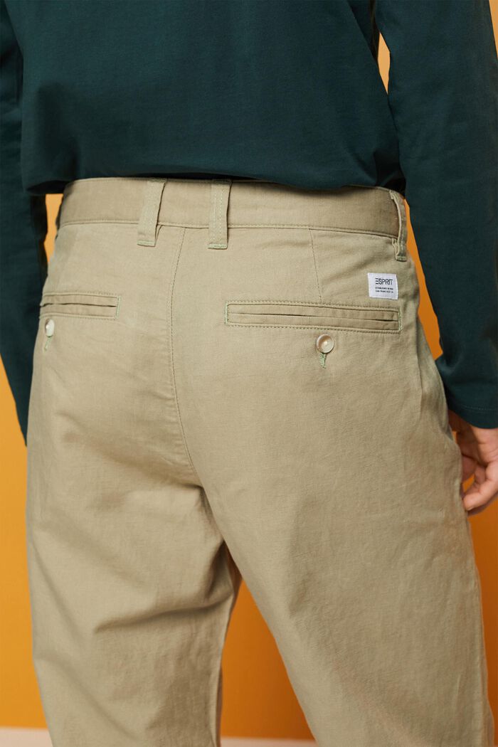 Cotton and linen blended trousers, LIGHT GREEN, detail image number 3