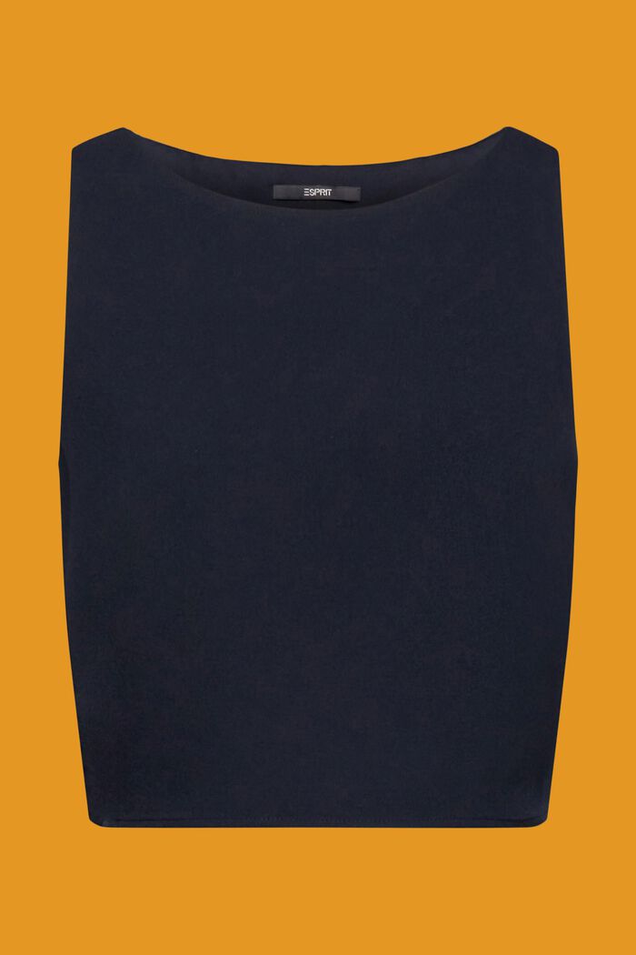 短款無袖女裝恤衫, 海軍藍, detail image number 6
