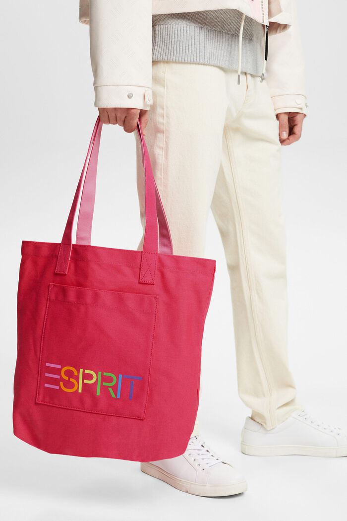 Logo Canvas Tote Bag, PINK FUCHSIA, detail image number 5
