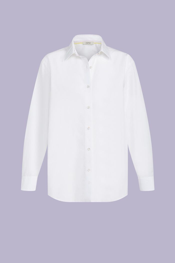 ‌棉質府綢恤衫, 白色, detail image number 5