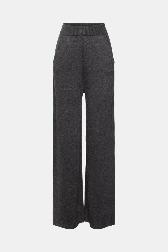 High-rise wool blend knit trousers, ANTHRACITE, detail image number 6