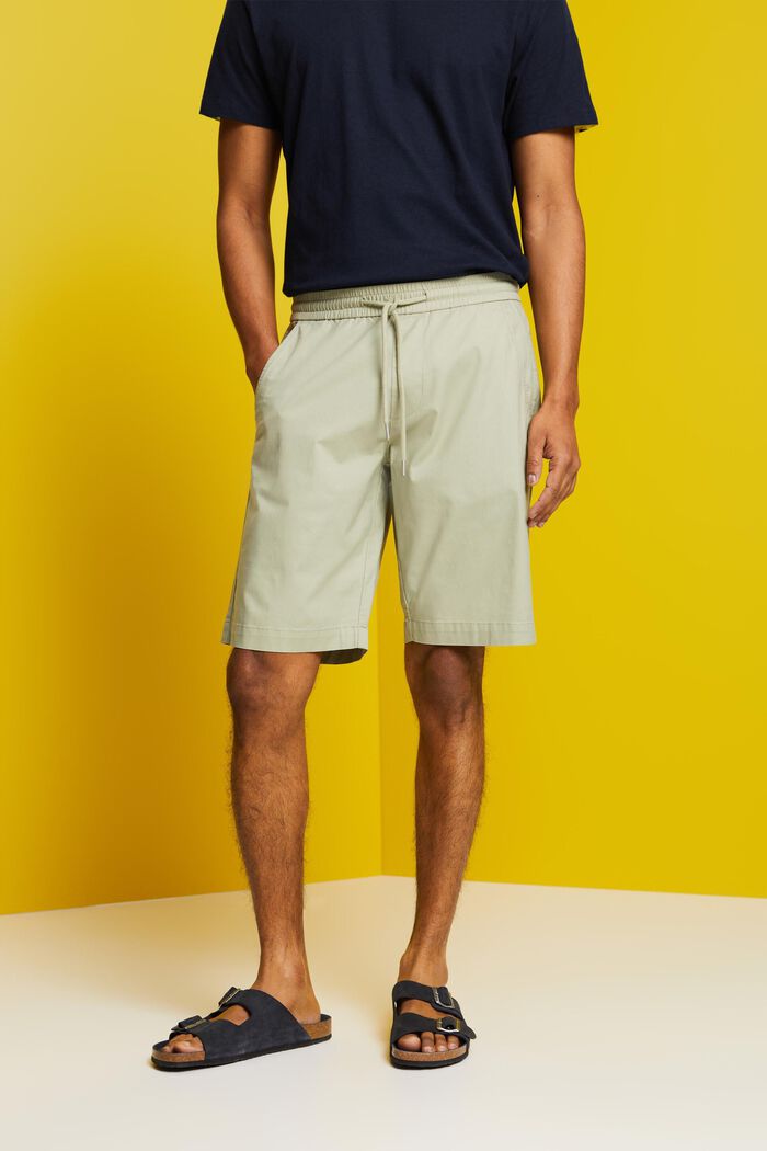 Cotton Twill Shorts, LIGHT GREEN, detail image number 0